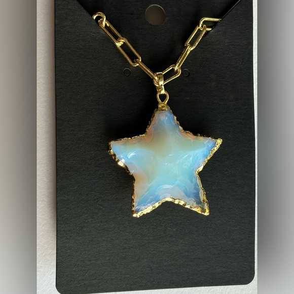 24k Gold Filled Chain Opalite Star Necklace 20 inches - Picture 7 of 10